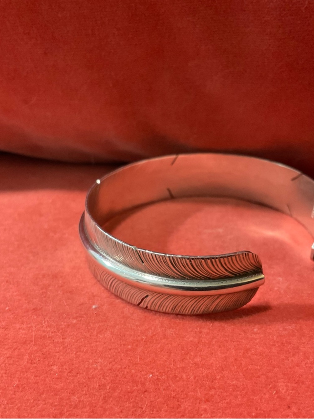 STERLING SILVER FEATHER CUFF - Picture 3 of 6
